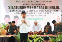 Bupati Sumedang Dony Ahmad Munir di  Acara Silaturahmi Idul Fitri 1444 H/2023 M di lingkungan Pemerintah Kecamatan Sumedang Selatan, Rabu (3/5). 