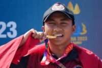 Rashif Amila bersuka cita sumbang emas pertama untuk Indonesia.